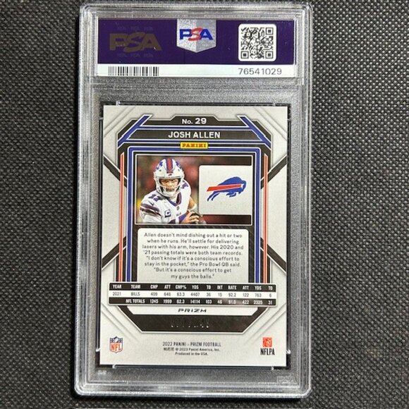 2022 Panini Prizm Josh Allen Orange Prizm /249 Psa 9 MINT Buffalo Bills - Picture 2 of 3
